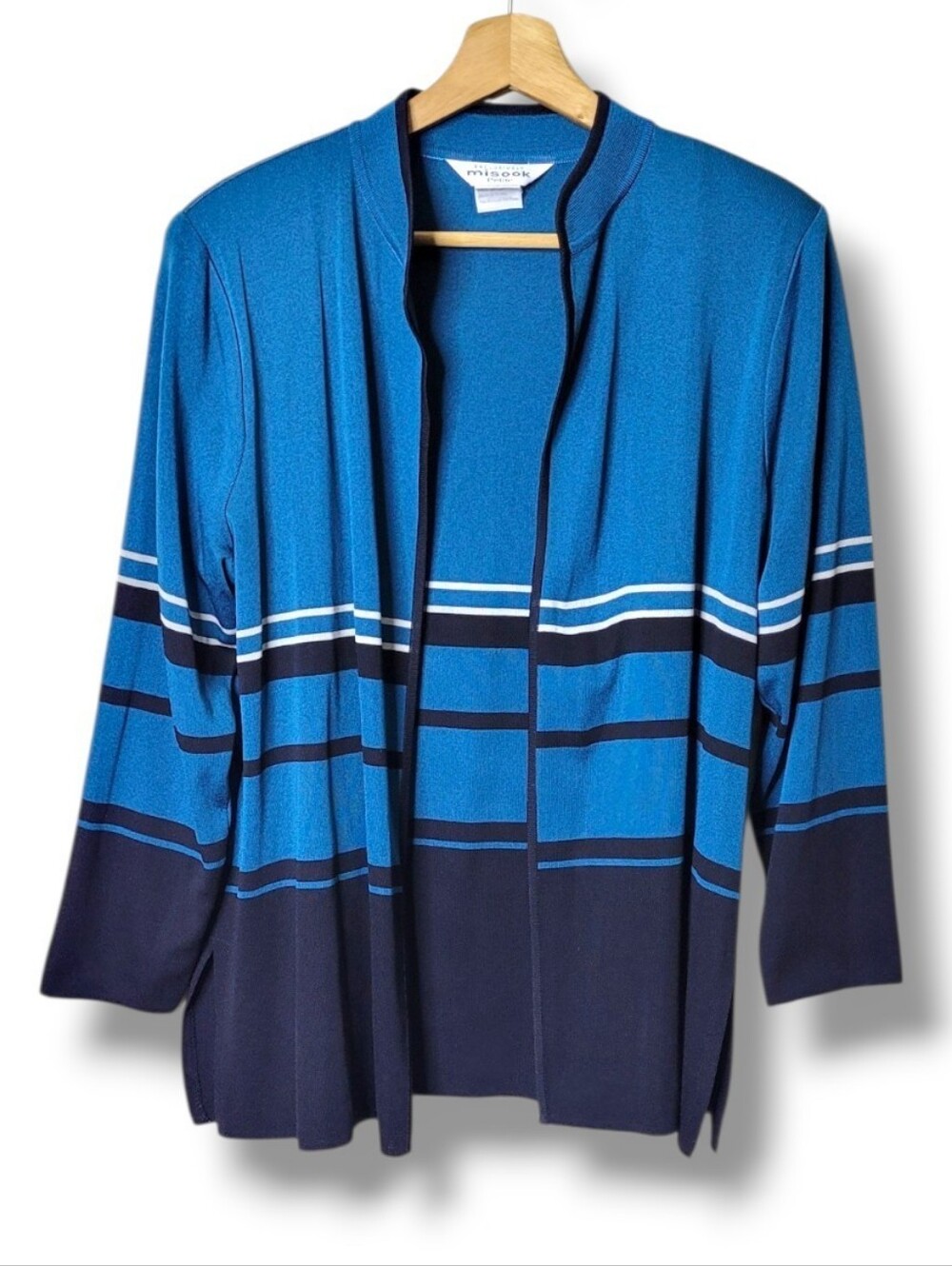 Exclusively Misook Vintage Cardigan • Size XLP Striped Open Front